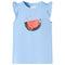 Kindershirt met ruches aan de mouwen 140 lichtblauw
