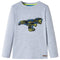 Kindershirt met lange mouwen dinosaurusontwerp 128 gemleerd grijs