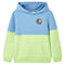 Kindertrui met capuchon 92 blauw en zachtgeel