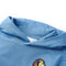 Kindertrui met capuchon 92 blauw en zachtgeel