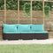 Driezitsbank met kussens poly rattan zwart