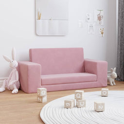 Kinderslaapbank 2-zits zacht pluche roze
