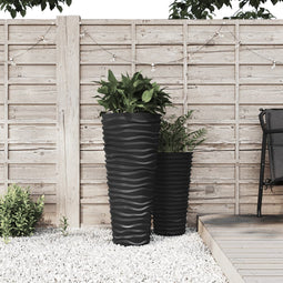 Plantenbak met uitneembare bak geribbeld 18/45 L PP antraciet