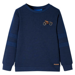 Kindertrui 140 gemleerd marineblauw