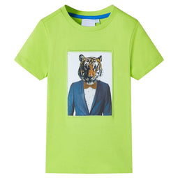 Kindershirt met korte mouwen 92 limoengroen
