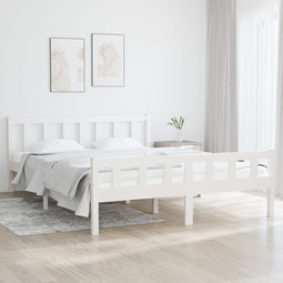 Bedframe massief hout wit 140x200 cm