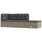 3-delige Loungeset met kussens poly rattan grijs