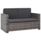2-delige Loungeset met kussens poly rattan grijs