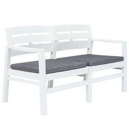 Xl Tuinbank 2-zits met kussens 133 cm kunststof wit