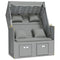 Strandstoel met kussens poly rattan en massief hout grijs