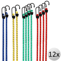12 x Rubberen Bagagespin met haken 30-95 cm x 8 mm Ø