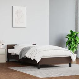 Bedframe met hoofdbord kunstleer bruin 90x200 cm
