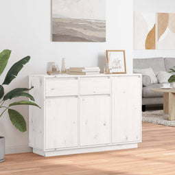 Dressoir 110x34x75 cm massief grenenhout wit