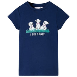 Kindershirt met hondenprint 128 marineblauw