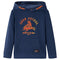 Kindertrui met capuchon 104 gemleerd marineblauw en oranje