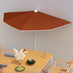 Parasol half met paal 180x90 cm terracottakleurig