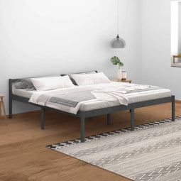 Seniorenbed massief grenenhout grijs 200x200 cm