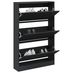 Schoenenkast 80x21x125,5 cm bewerkt hout zwart