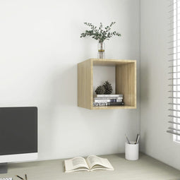 Wandkast 37x37x37 cm spaanplaat wit en sonoma eikenkleurig