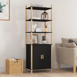 Hoge kast 60x40x173 cm bewerkt hout zwart