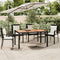 Tuintafel met houten blad poly ratten en acaciahout zwart