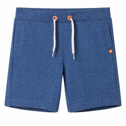 Kindershorts met trekkoord 104 gemleerd donkerblauw