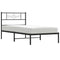 Bedframe met hoofdbord metaal zwart 90x200 cm