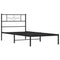Bedframe met hoofdbord metaal zwart 90x200 cm