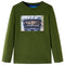 Kindershirt met lange mouwen helmprint 104 donkerkakikleurig