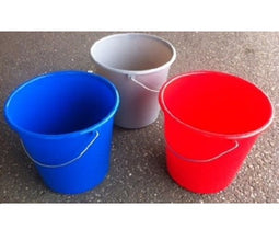 Emmer 10 L met stalen hengsel blauw (set van 2)