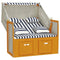 Strandstoel met kussens poly rattan en hout wit en blauw