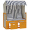 Strandstoel met kussens poly rattan en hout wit en blauw