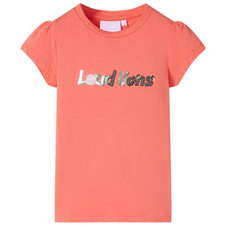 Kindershirt met kapmouwen 116 koraalkleurig
