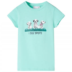 Kindershirt met hondenprint 140 lichtmintkleurig
