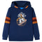 Kindertrui met capuchon beer en snowboardprint 104 marineblauw