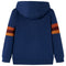 Kindertrui met capuchon beer en snowboardprint 104 marineblauw
