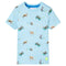 Kindershirt 128 gemleerd lichtblauw