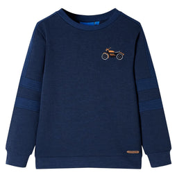 Kindertrui 128 gemleerd marineblauw