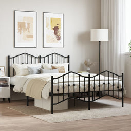 Bedframe met hoofd- en voeteneindemetaal zwart 135x190 cm