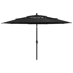 Parasol 3-laags met aluminium paal 3,5 m zwart