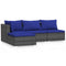 4-delige Loungeset met kussens poly rattan grijs