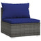 4-delige Loungeset met kussens poly rattan grijs