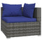 4-delige Loungeset met kussens poly rattan grijs