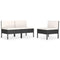 Tuinstoelen 3 st met kussens poly rattan zwart