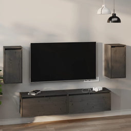Wandkasten 2 st 30x30x60 cm massief grenenhout grijs