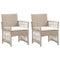 Tuinstoelen met kussens 2 st poly rattan beige