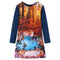 Kinderjurk met lange mouwen hertenprint 92 marineblauw