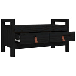 Halbankje 80x40x43 cm massief grenenhout zwart