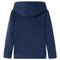 Kindertrui met capuchon 140 gemleerd marineblauw en oranje