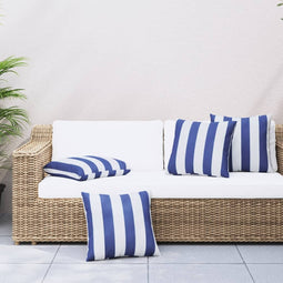 Sierkussens 4 st 40x40 cm stof gestreept wit & blauw